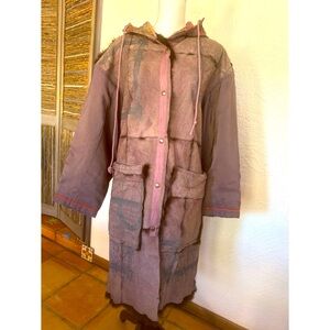 THE PEOPLE OF THE LABYRINTHS Long Fur-Lined Coat With Hood Size S